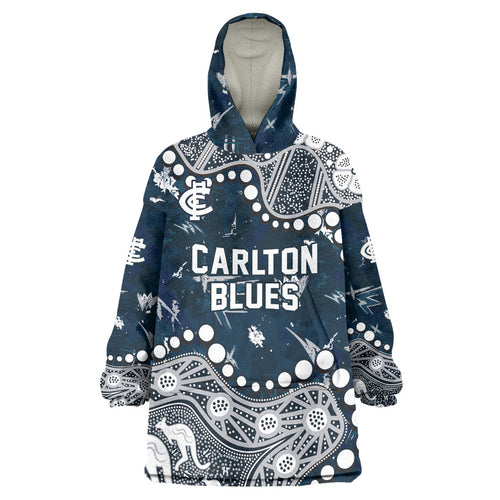 Personalized Carlton Blues Wearable Blanket Hoodie Aboriginal Pattern with Graffiti Style