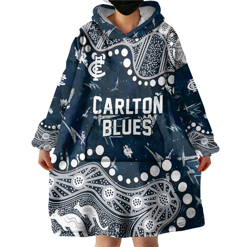 Personalized Carlton Blues Wearable Blanket Hoodie Aboriginal Pattern with Graffiti Style