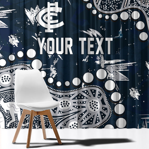 Personalized Carlton Blues Window Curtain Aboriginal Pattern with Graffiti Style