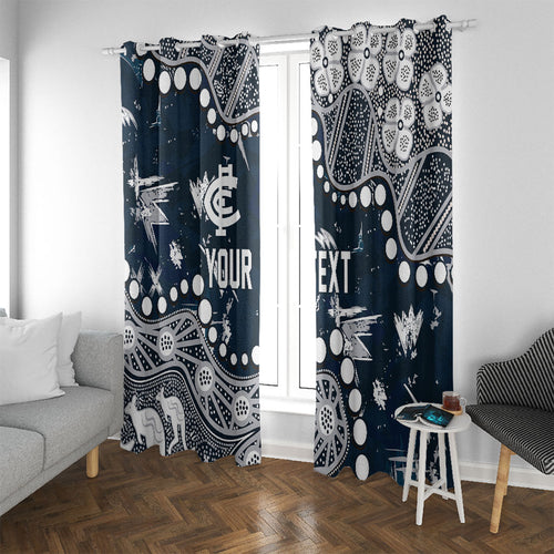 Personalized Carlton Blues Window Curtain Aboriginal Pattern with Graffiti Style