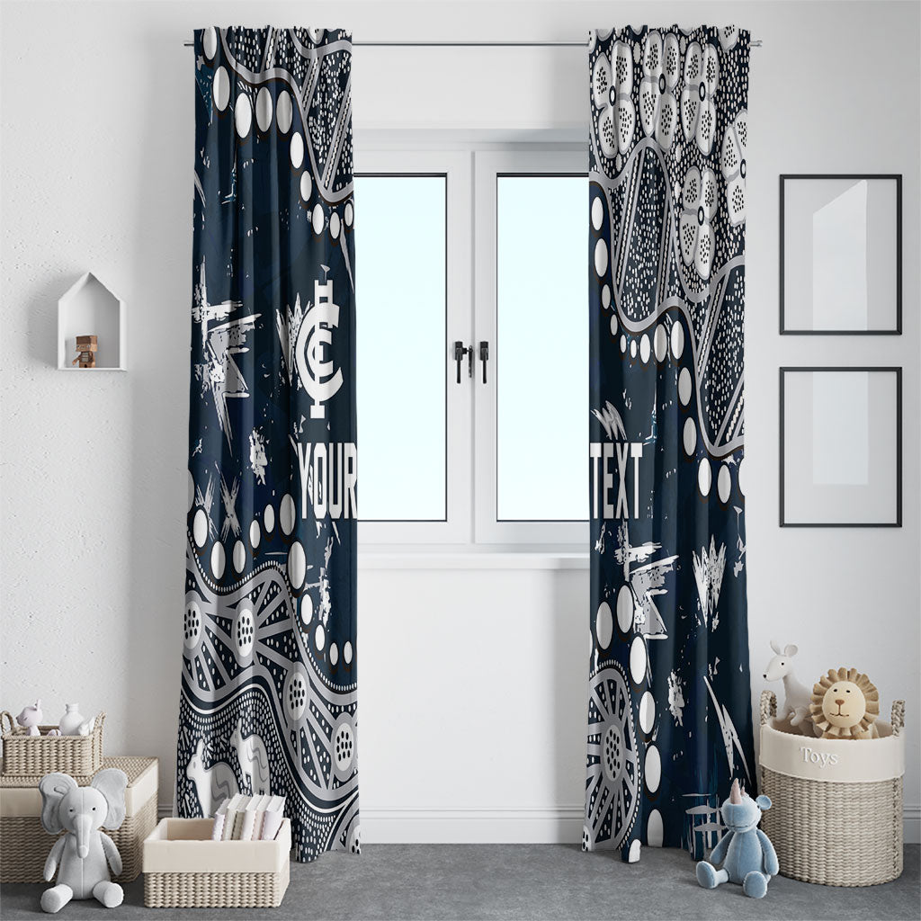 Personalized Carlton Blues Window Curtain Aboriginal Pattern with Graffiti Style