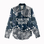Personalized Carlton Blues Women Casual Shirt Aboriginal Pattern with Graffiti Style