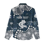 Personalized Carlton Blues Women Casual Shirt Aboriginal Pattern with Graffiti Style