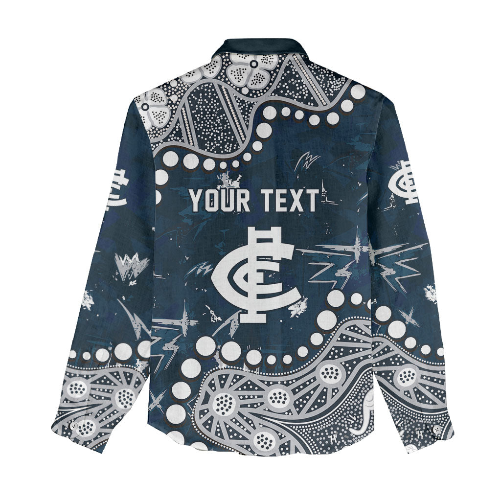 Personalized Carlton Blues Women Casual Shirt Aboriginal Pattern with Graffiti Style