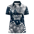 Personalized Carlton Blues Women Polo Shirt Aboriginal Pattern with Graffiti Style