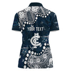 Personalized Carlton Blues Women Polo Shirt Aboriginal Pattern with Graffiti Style