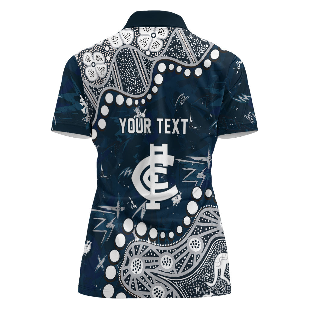 Personalized Carlton Blues Women Polo Shirt Aboriginal Pattern with Graffiti Style