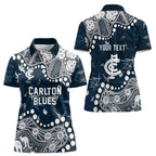 Personalized Carlton Blues Women Polo Shirt Aboriginal Pattern with Graffiti Style