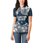 Personalized Carlton Blues Women Polo Shirt Aboriginal Pattern with Graffiti Style