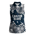 Personalized Carlton Blues Women Sleeveless Polo Shirt Aboriginal Pattern with Graffiti Style