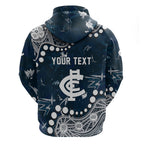 Personalized Carlton Blues Zip Hoodie Aboriginal Pattern with Graffiti Style