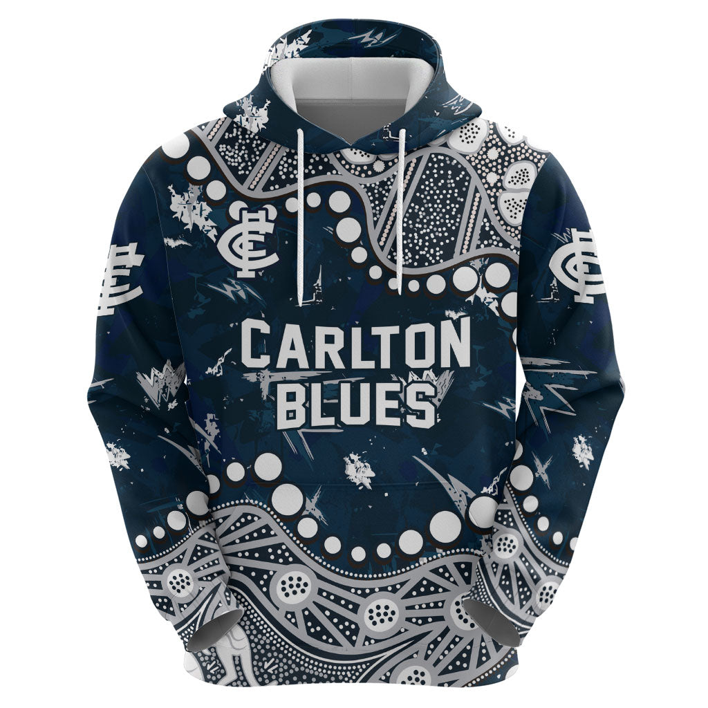 Personalized Carlton Blues Zip Hoodie Aboriginal Pattern with Graffiti Style
