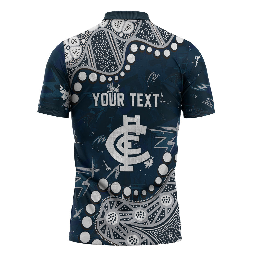 Personalized Carlton Blues Zipper Polo Shirt Aboriginal Pattern with Graffiti Style