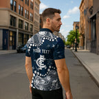 Personalized Carlton Blues Zipper Polo Shirt Aboriginal Pattern with Graffiti Style