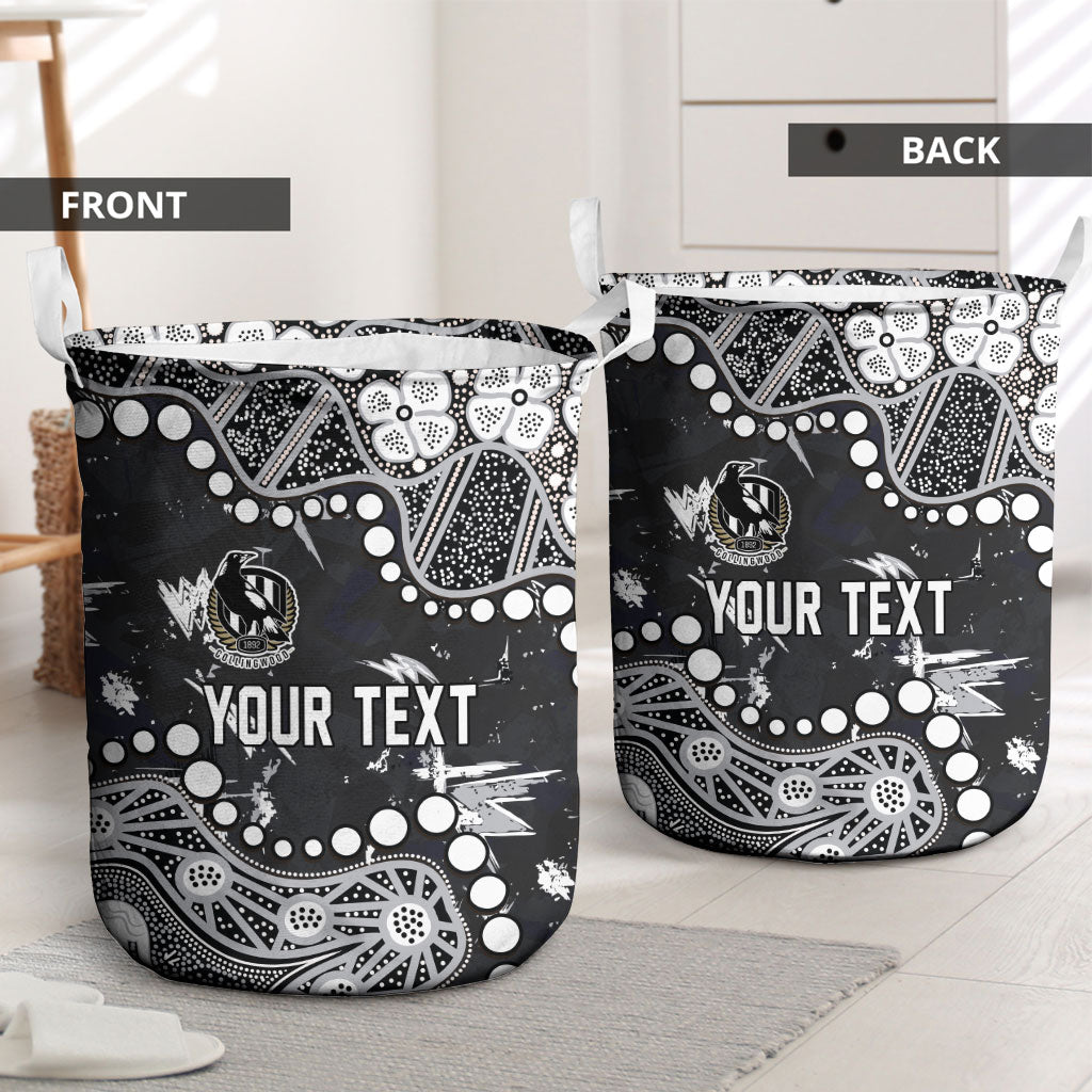 Personalized Collingwood Magpies Laundry Basket Aboriginal Pattern with Graffiti Style