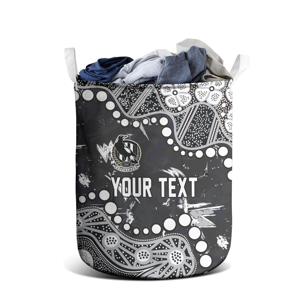 Personalized Collingwood Magpies Laundry Basket Aboriginal Pattern with Graffiti Style