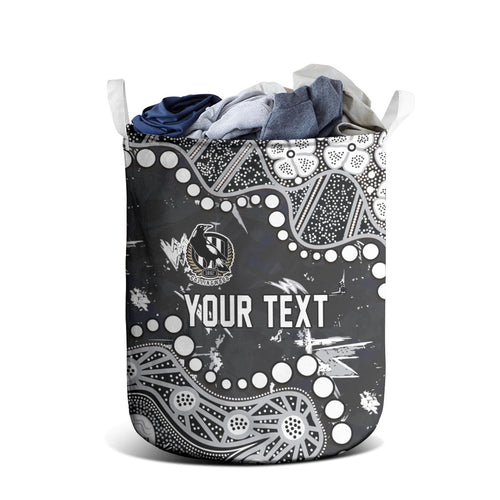Personalized Collingwood Magpies Laundry Basket Aboriginal Pattern with Graffiti Style