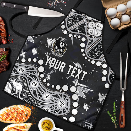 Personalized Collingwood Magpies Apron Aboriginal Pattern with Graffiti Style