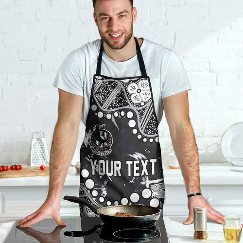 Personalized Collingwood Magpies Apron Aboriginal Pattern with Graffiti Style