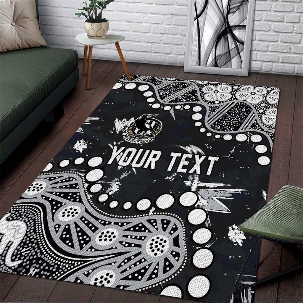 Personalized Collingwood Magpies Area Rug Aboriginal Pattern with Graffiti Style