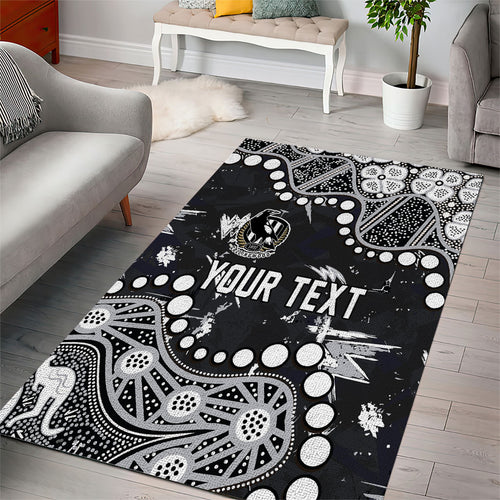 Personalized Collingwood Magpies Area Rug Aboriginal Pattern with Graffiti Style