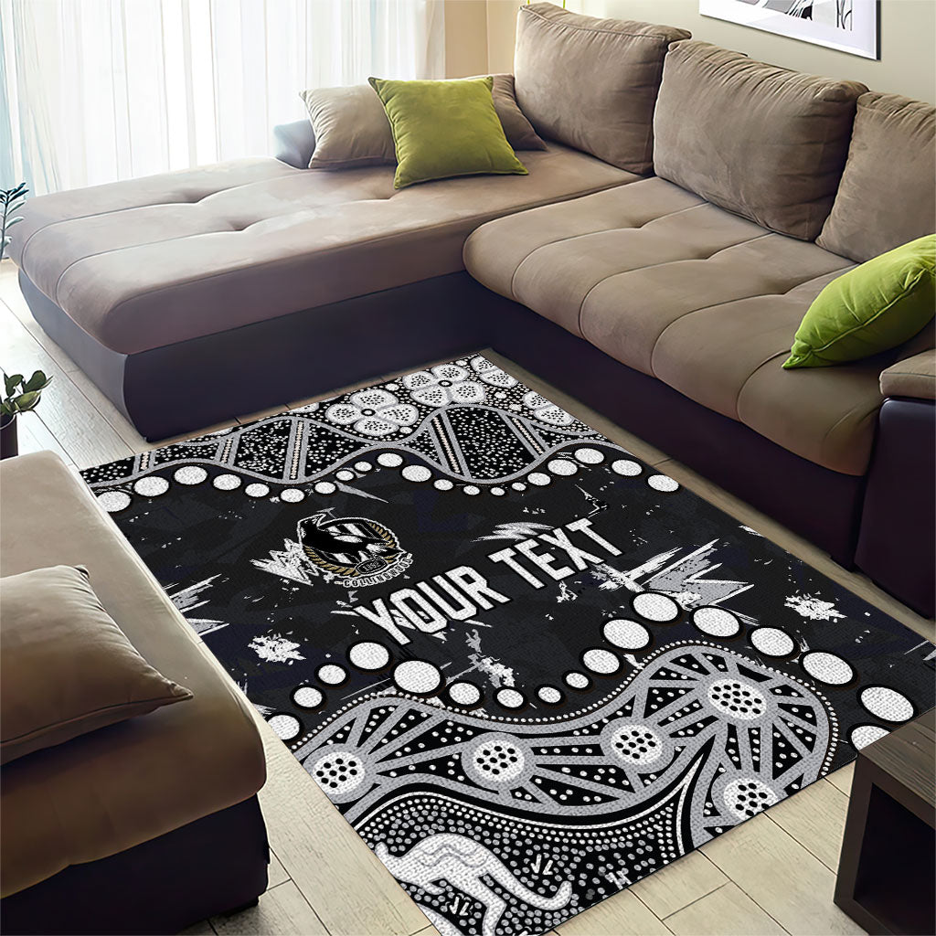 Personalized Collingwood Magpies Area Rug Aboriginal Pattern with Graffiti Style