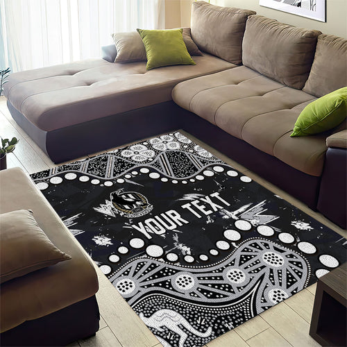 Personalized Collingwood Magpies Area Rug Aboriginal Pattern with Graffiti Style