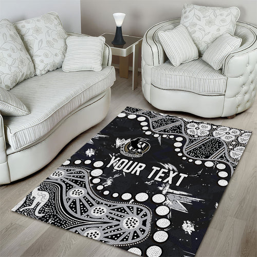 Personalized Collingwood Magpies Area Rug Aboriginal Pattern with Graffiti Style