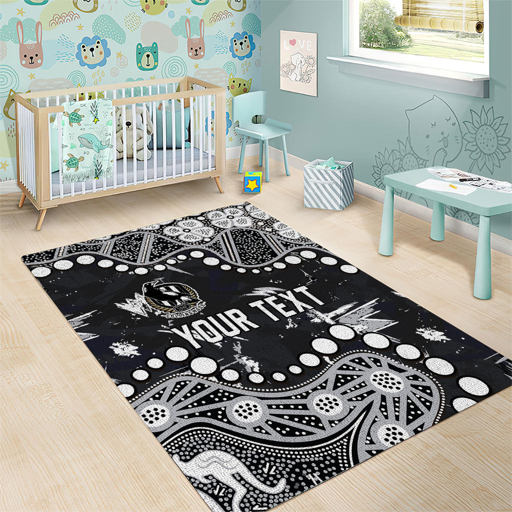 Personalized Collingwood Magpies Area Rug Aboriginal Pattern with Graffiti Style