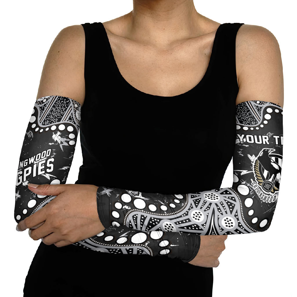 Personalized Collingwood Magpies Arm Sleeves Aboriginal Pattern with Graffiti Style