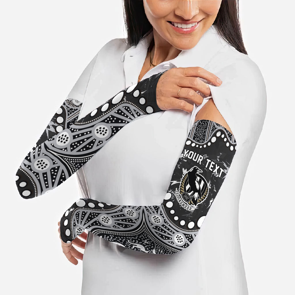 Personalized Collingwood Magpies Arm Sleeves Aboriginal Pattern with Graffiti Style