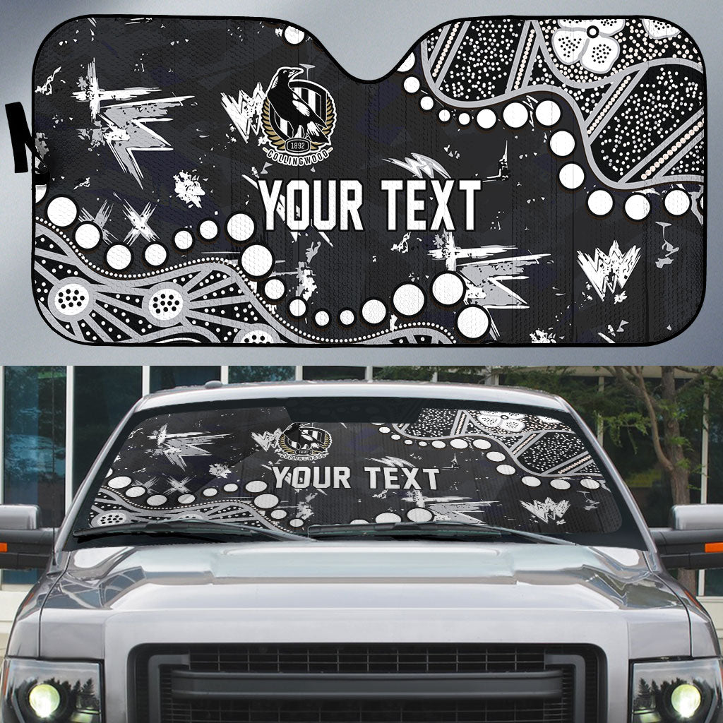 Personalized Collingwood Magpies Auto Sun Shade Aboriginal Pattern with Graffiti Style