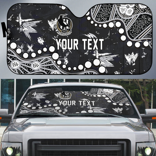 Personalized Collingwood Magpies Auto Sun Shade Aboriginal Pattern with Graffiti Style