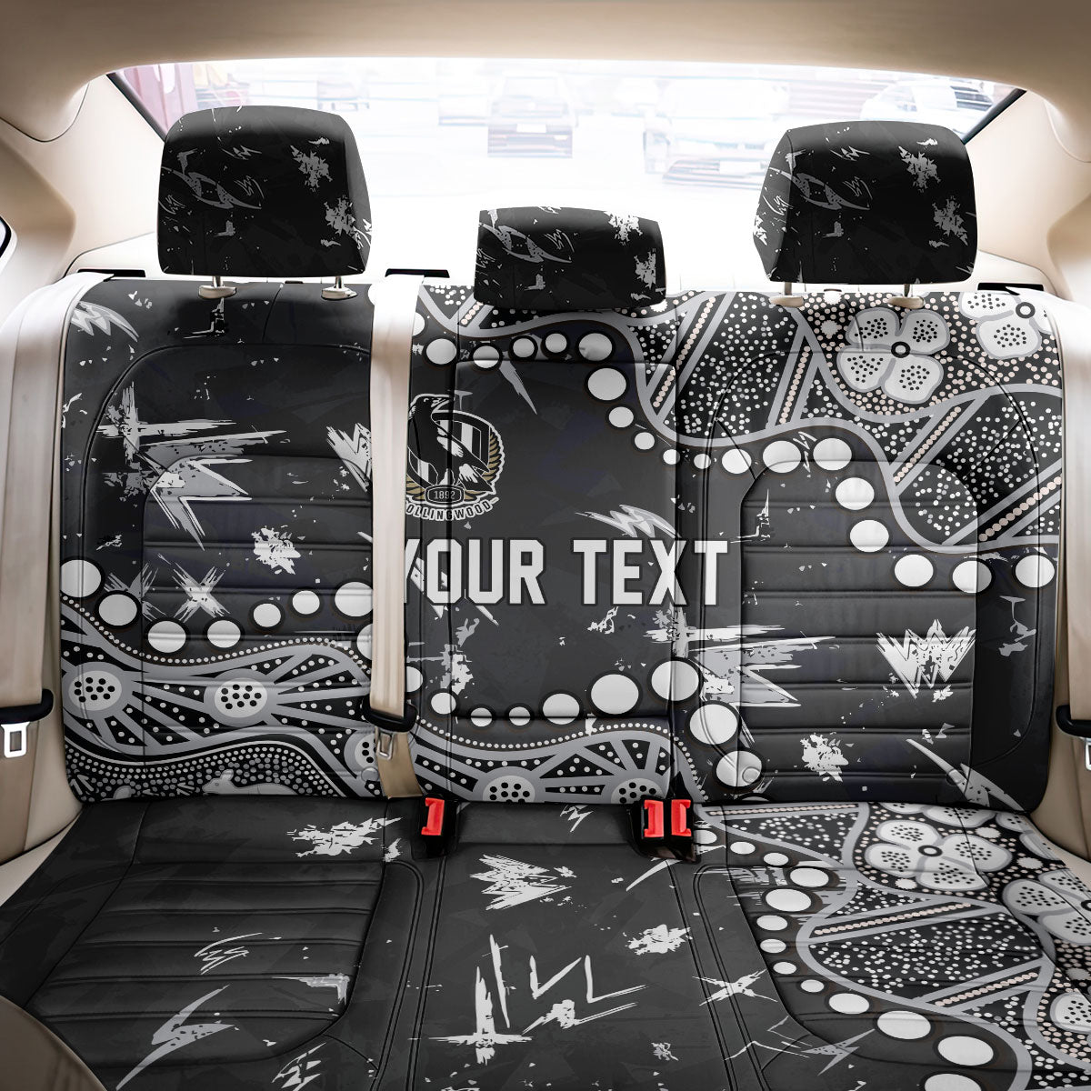 Personalized Collingwood Magpies Back Car Seat Cover Aboriginal Pattern with Graffiti Style