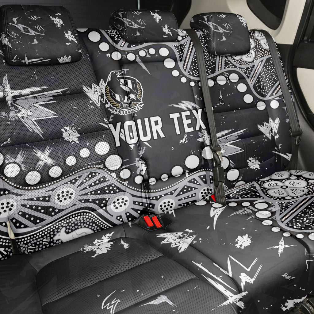 Personalized Collingwood Magpies Back Car Seat Cover Aboriginal Pattern with Graffiti Style