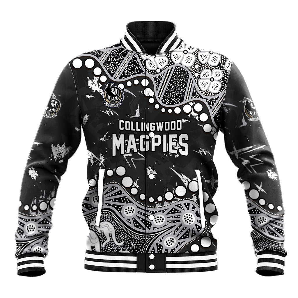 Personalized Collingwood Magpies Baseball Jacket Aboriginal Pattern with Graffiti Style