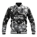 Personalized Collingwood Magpies Baseball Jacket Aboriginal Pattern with Graffiti Style