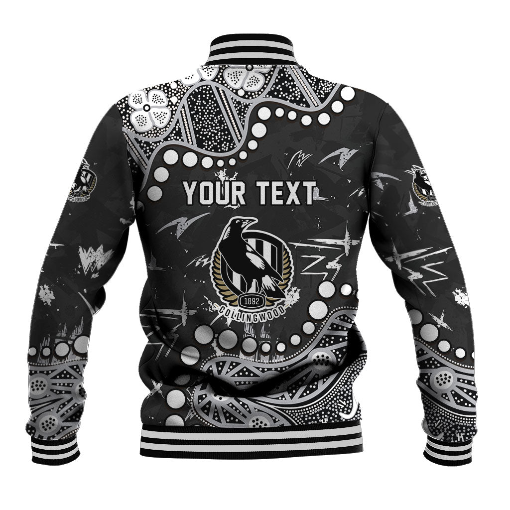 Personalized Collingwood Magpies Baseball Jacket Aboriginal Pattern with Graffiti Style