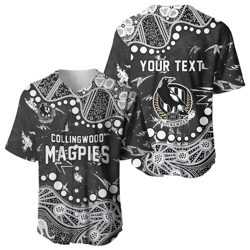 Personalized Collingwood Magpies Baseball Jersey Aboriginal Pattern with Graffiti Style