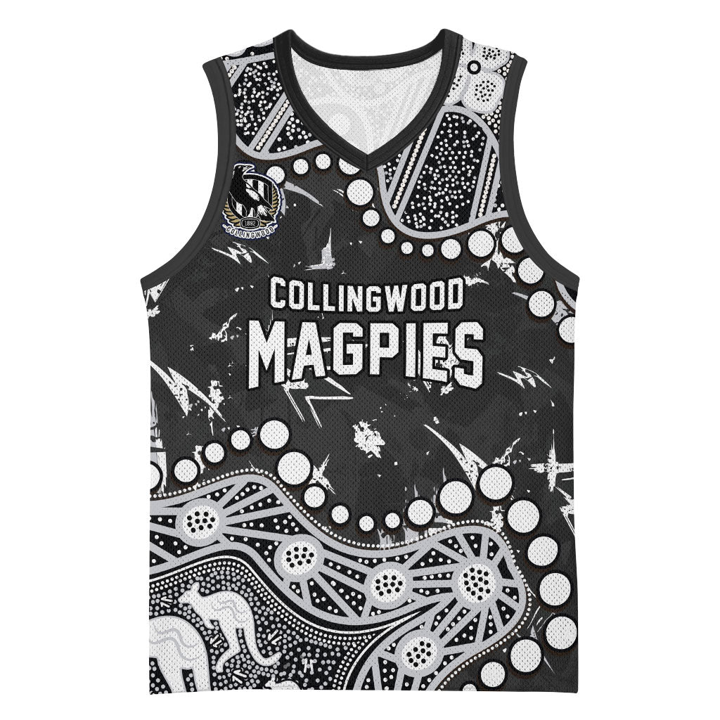Personalized Collingwood Magpies Basketball Jersey Aboriginal Pattern with Graffiti Style