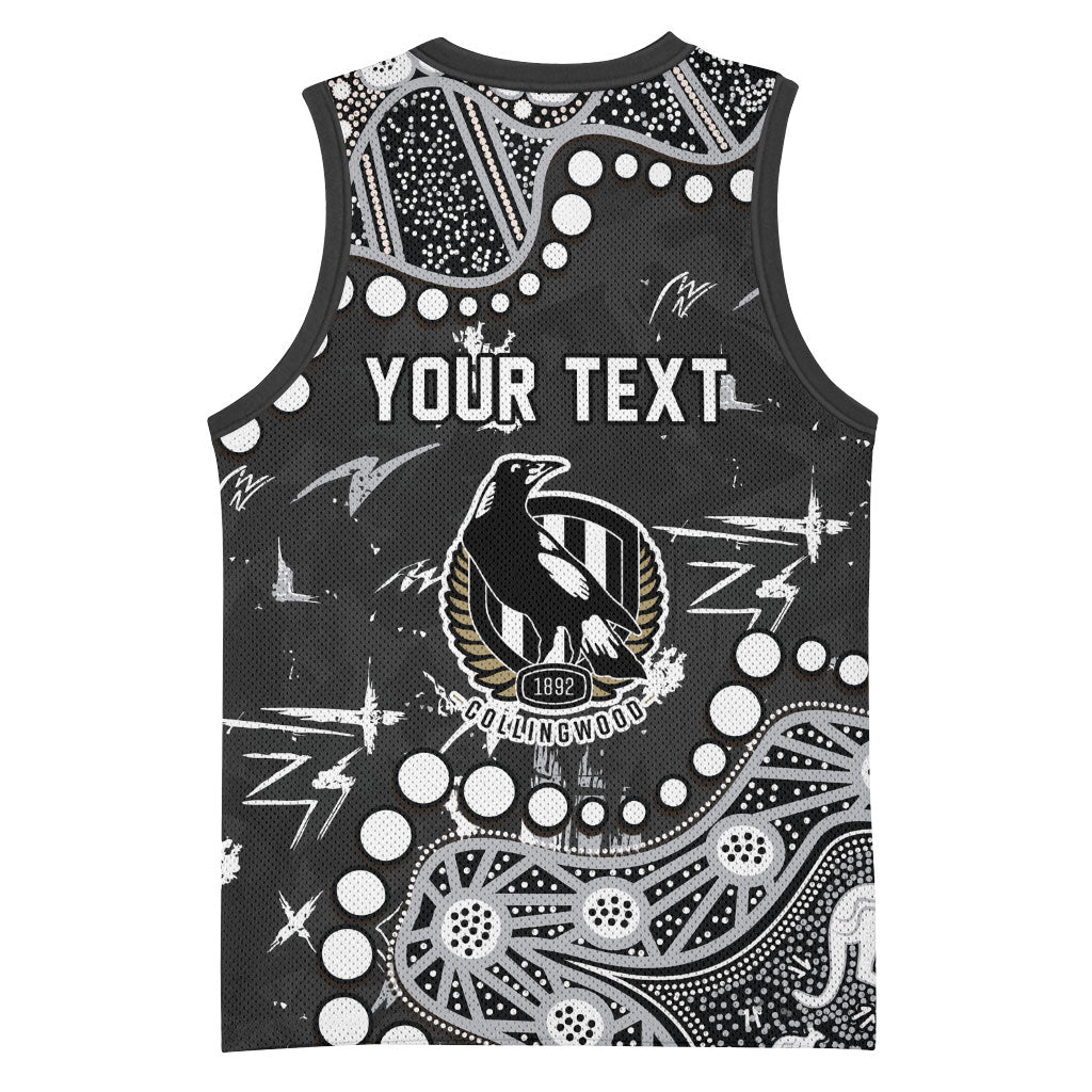 Personalized Collingwood Magpies Basketball Jersey Aboriginal Pattern with Graffiti Style