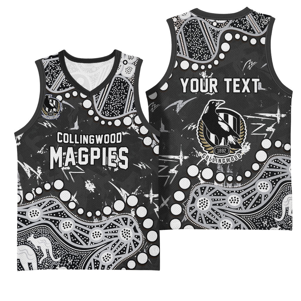 Personalized Collingwood Magpies Basketball Jersey Aboriginal Pattern with Graffiti Style