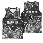 Personalized Collingwood Magpies Basketball Jersey Aboriginal Pattern with Graffiti Style