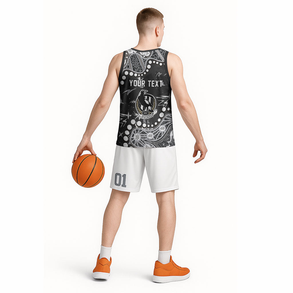 Personalized Collingwood Magpies Basketball Jersey Aboriginal Pattern with Graffiti Style