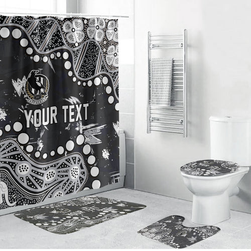 Personalized Collingwood Magpies Bathroom Set Aboriginal Pattern with Graffiti Style