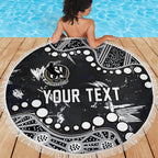 Personalized Collingwood Magpies Beach Blanket Aboriginal Pattern with Graffiti Style