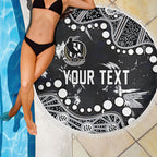 Personalized Collingwood Magpies Beach Blanket Aboriginal Pattern with Graffiti Style