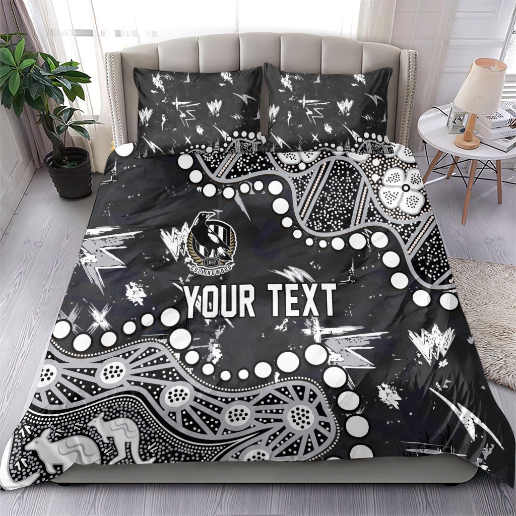 Personalized Collingwood Magpies Bedding Set Aboriginal Pattern with Graffiti Style