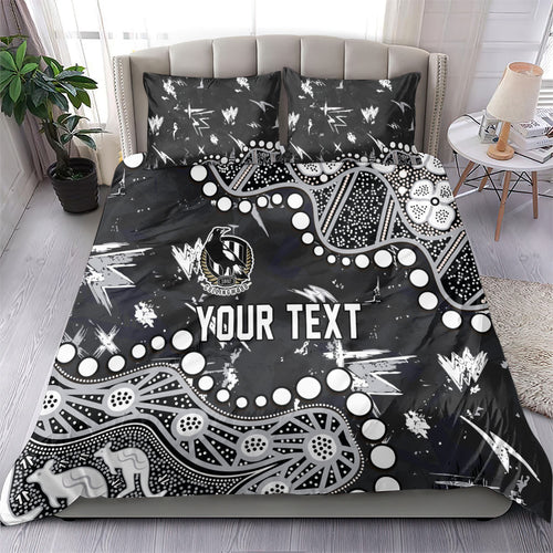 Personalized Collingwood Magpies Bedding Set Aboriginal Pattern with Graffiti Style