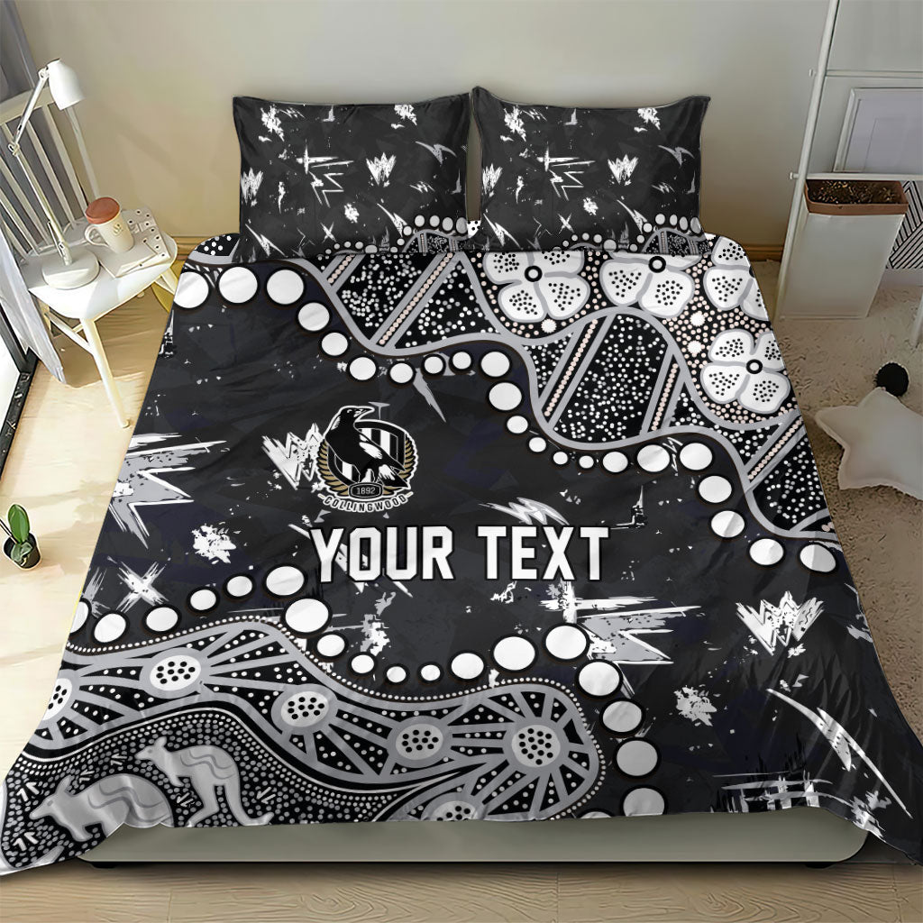 Personalized Collingwood Magpies Bedding Set Aboriginal Pattern with Graffiti Style